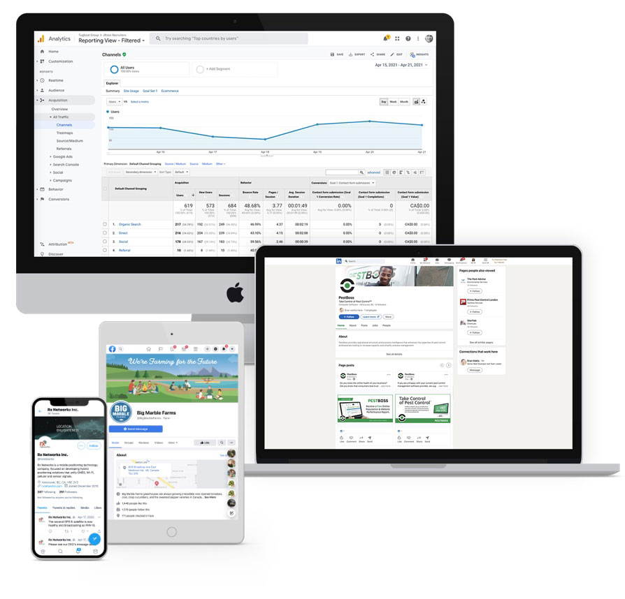 Social Media on different devices
